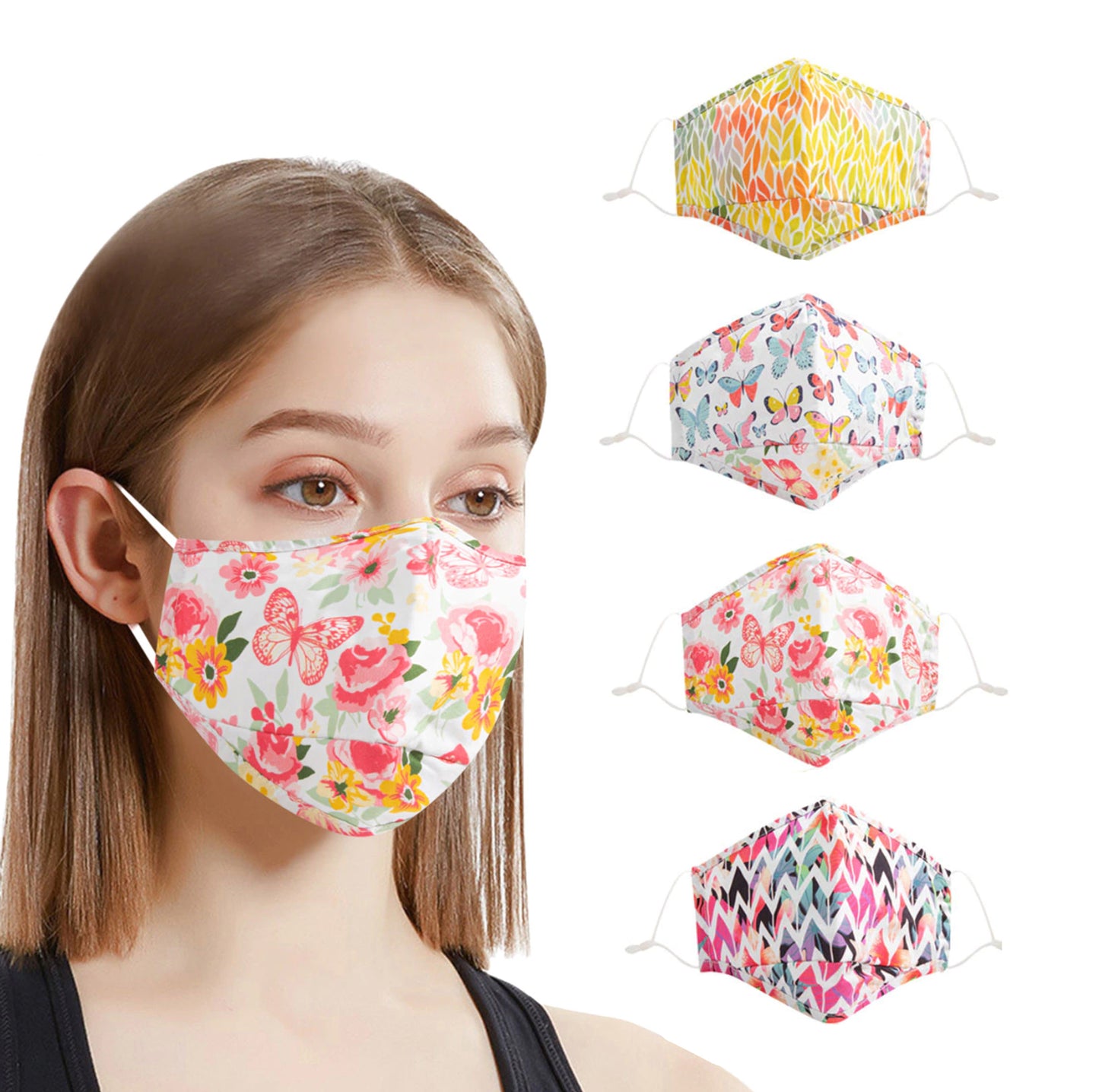 Floral Pattern Cloth Face Masks + Filter