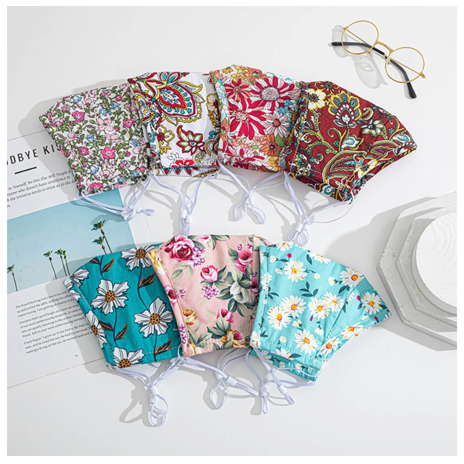 Floral Pattern Cloth Face Masks + Filter